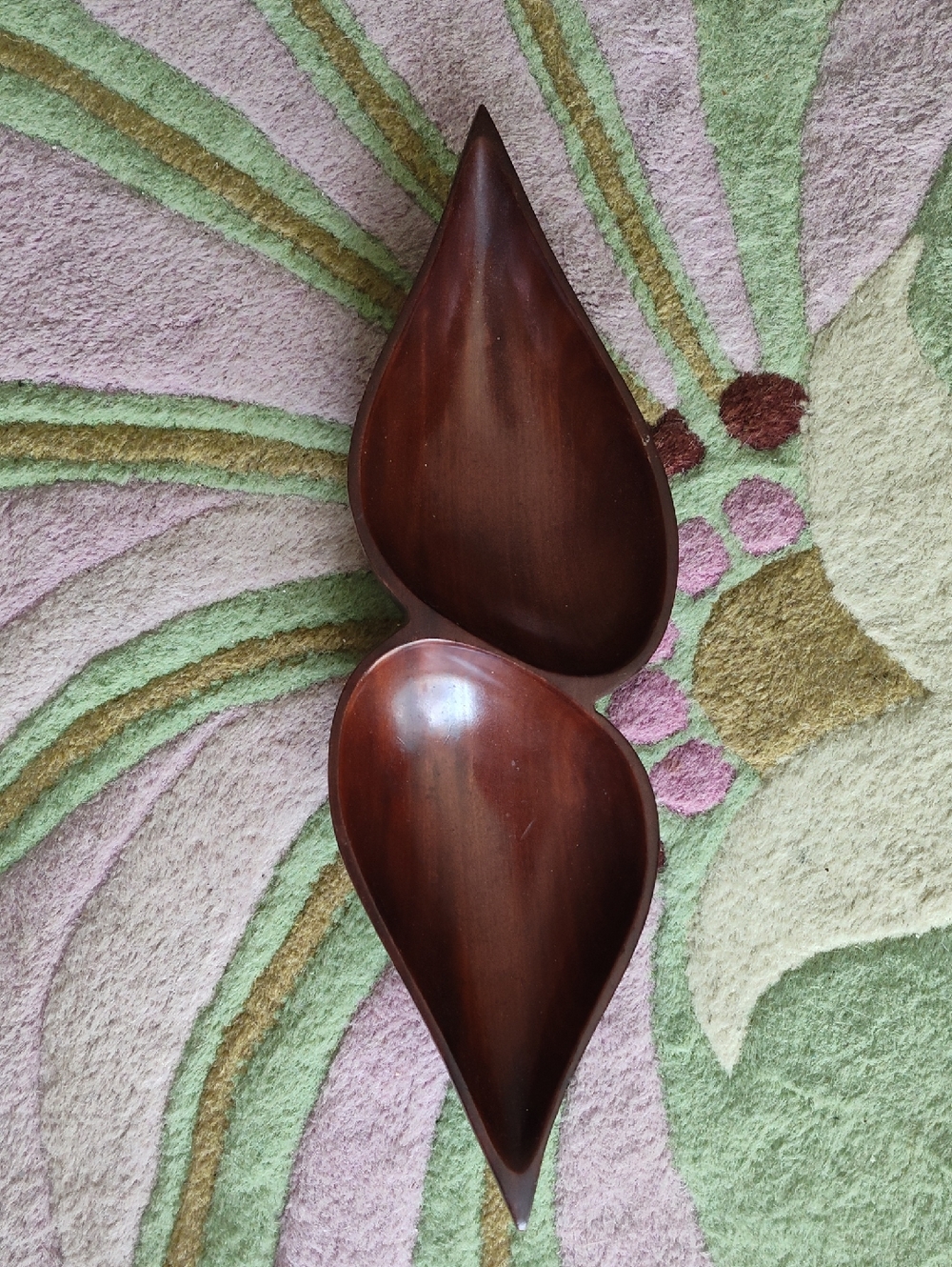Solid Mahogany  Double Teardrop Serving Dish